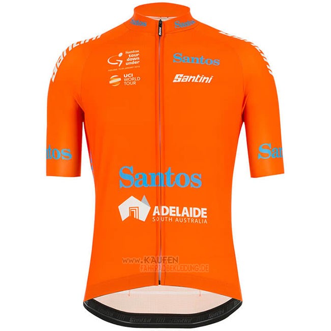 Tour Down Under Ochre Kurzarmtrikot 2019 und Kurze Tragerhose Orange